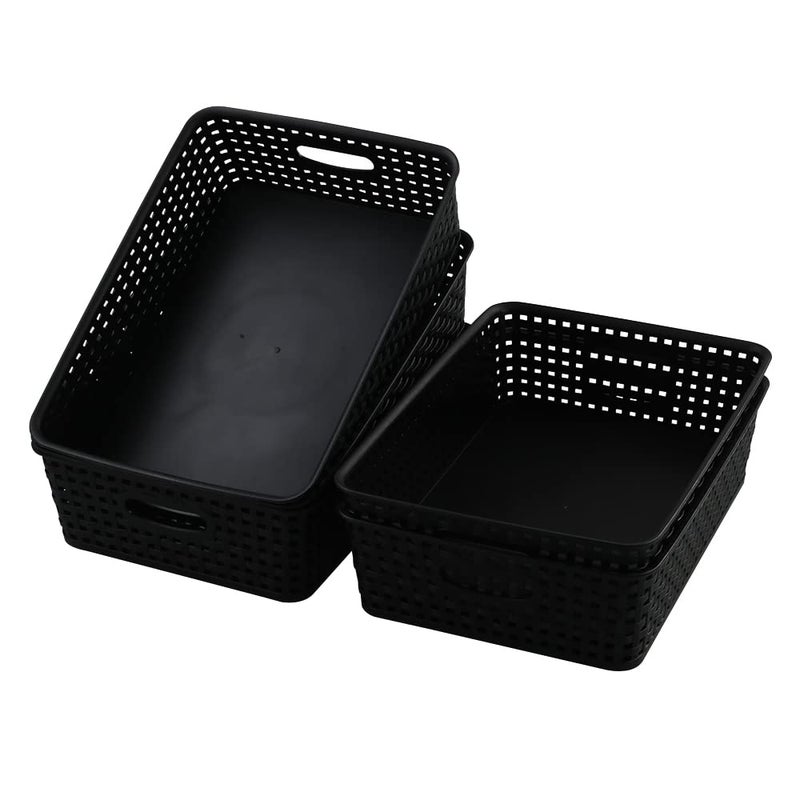 Qqbine Black Plastic Office A4 Basket Tray  Desk Tray Organizer  5 Packs - Image 2